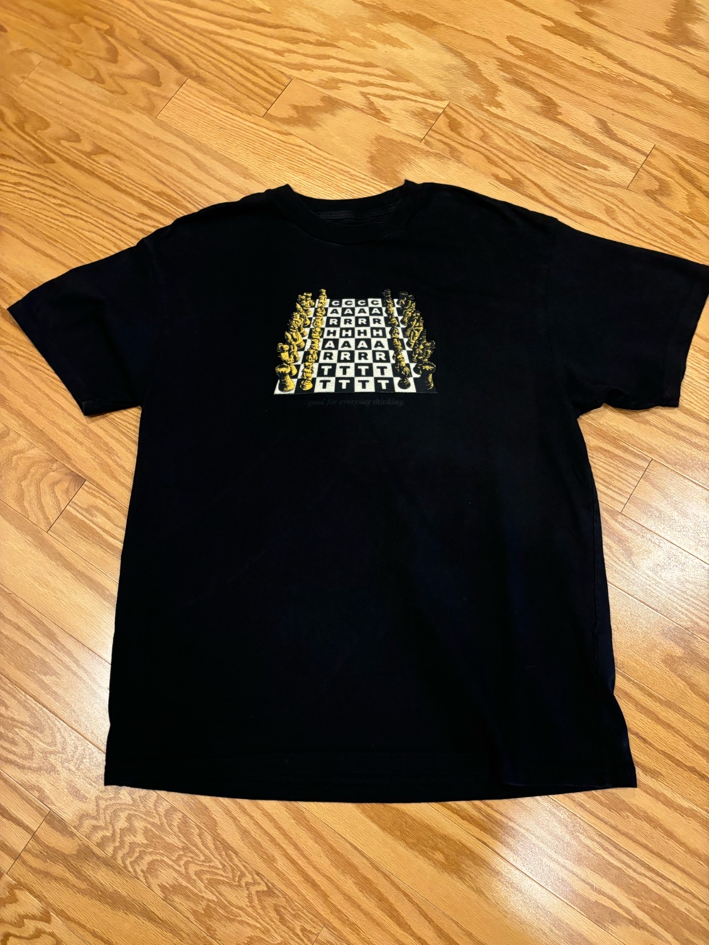 Carhartt WIP Chessboard Graphic Short Sleeve Tee Shirt Black White Gold Mens L
